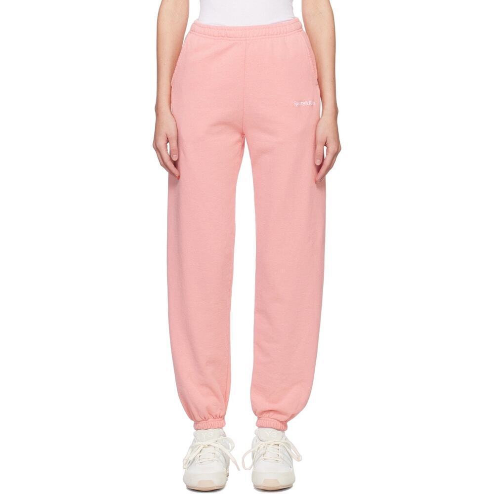 Sporty and Rich Pink Seriff French Cotton Terry Cloth Lounge Pants Preppy Casual